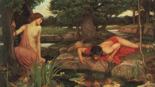 'Echo and Narcissus' by John William Waterhouse, 1903. The painting illustrates the myth of Echo and Narcissus from Ovid's Metamorphoses. Currently located at The Walker Art Gallery is an art gallery in Liverpool. #OGC #artdetective #artcrime #arttheft #art #paintingoftheday