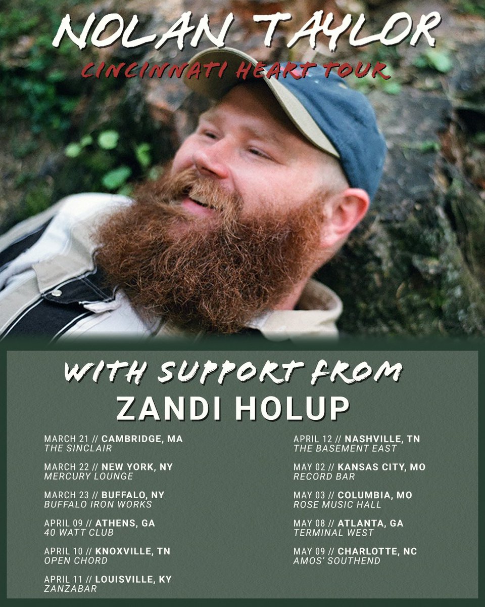 I am so excited to announce that I will be supporting Nolan Taylor for 11 shows! Which show will I see you at?!🌷

Tickets - zandiholupmusic.com