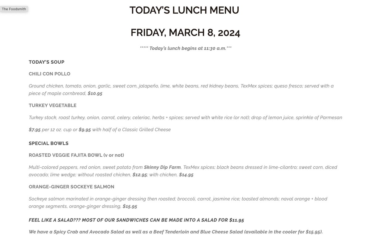 FoodsmithDUX's tweet image. It's International Women's Day AND the sun's out! 😎
Treat your favorite gal or gals to lunch from @FoodsmithDUX! Check out our menu then call 781-934-0134 to order. We are here to serve until 2 p.m.! #duxbury #InternationalWomensDay2024
