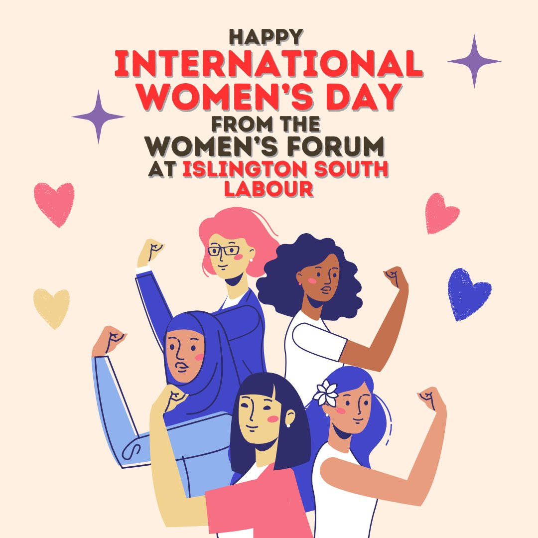 Happy INTERNATIONAL WOMEN’S DAY
From the Women’s Forum Islington South Labour 

Imagine a gender equal world. 
A world free of bias, stereotypes, and discrimination.
Together we can forge women’s equality and celebrate women’s achievement
#InspireInclusion #womensforum #HappyIWD