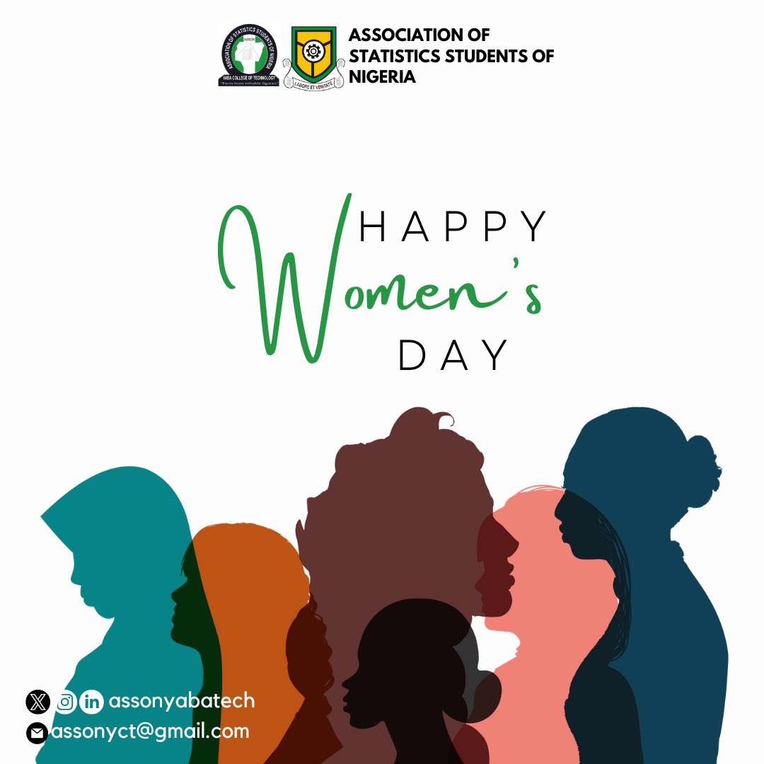 AYabatech6933's tweet photo. Wishing all our Women #Statistics #DataAnalytics #assonyabatech https://t.co/awo60kgVnJ