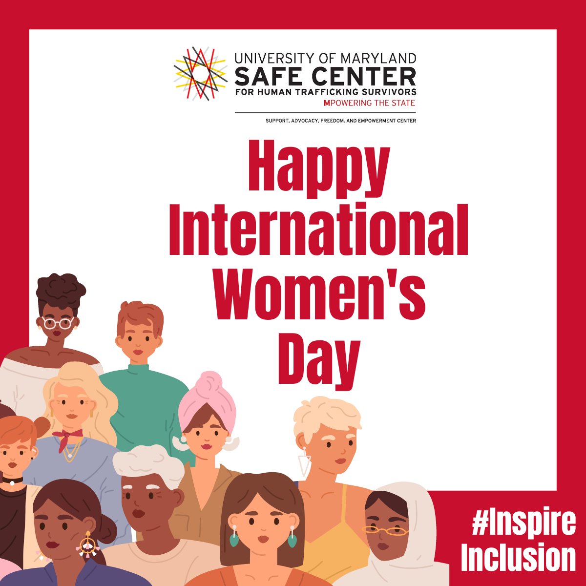 At the SAFE Center we're dedicated to empowering survivors of human trafficking, a crime that disproportionately affects women and girls. On International Women's Day, we commit to #InspireInclusion by continuing to advocate for a world free of gender bias and discrimination.