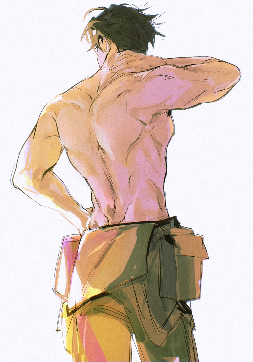 Actually… the sketch had him half naked initially but i got scared because muscles are hard to draw 😭