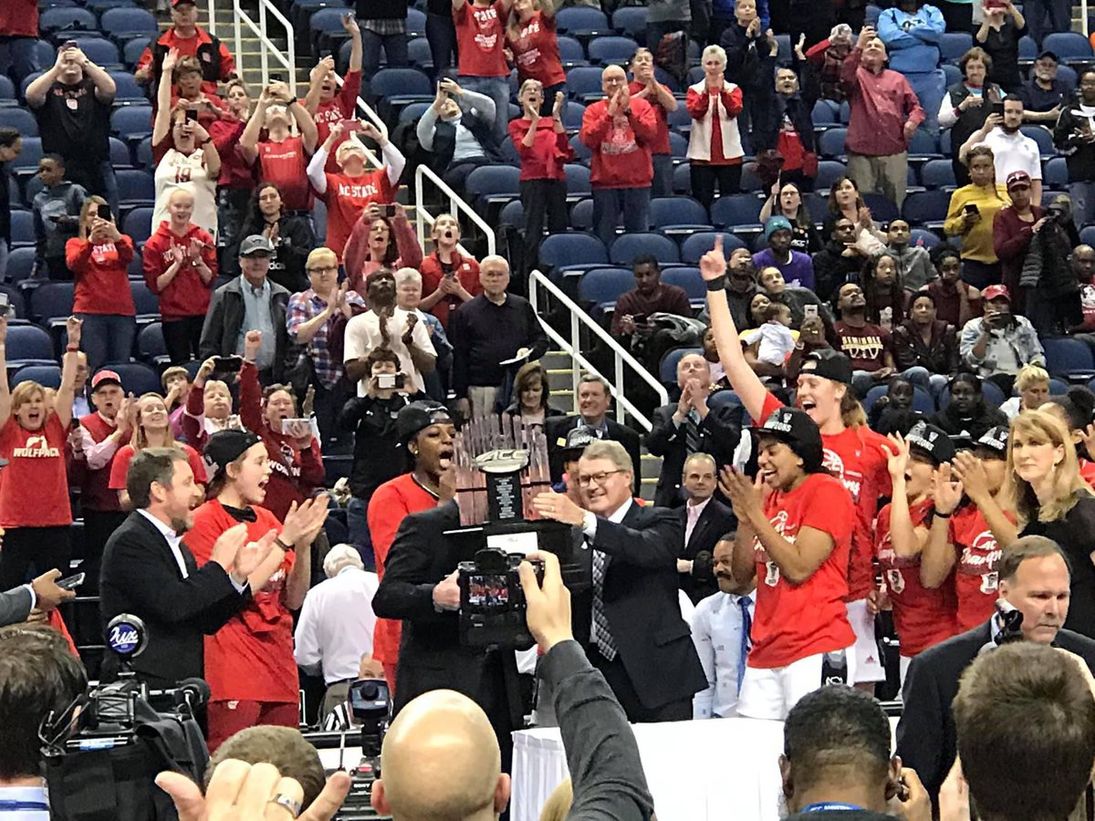 (#OTD) On this day (March 8) in 2020, the NC State Wolfpack wins the ACC Tournament in Greensboro. It was the first conference title for NCSU under Wes Moore. The MVP of the tournament was Aislinn Konig.