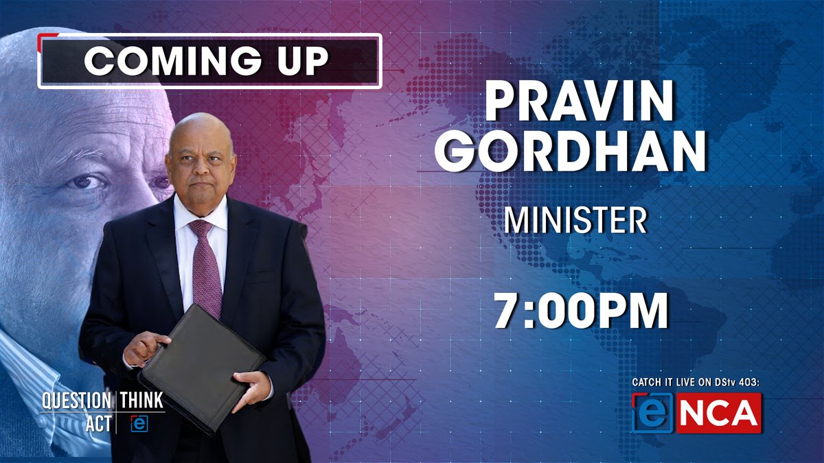 [NOT TO BE MISSED] @FrancisHerd will be in conversation with Public Enterprises Minister Pravin Gordhan. He is retiring from politics, after many years in government. Watch this interview live at 7pm on #eNCA on #DStv403