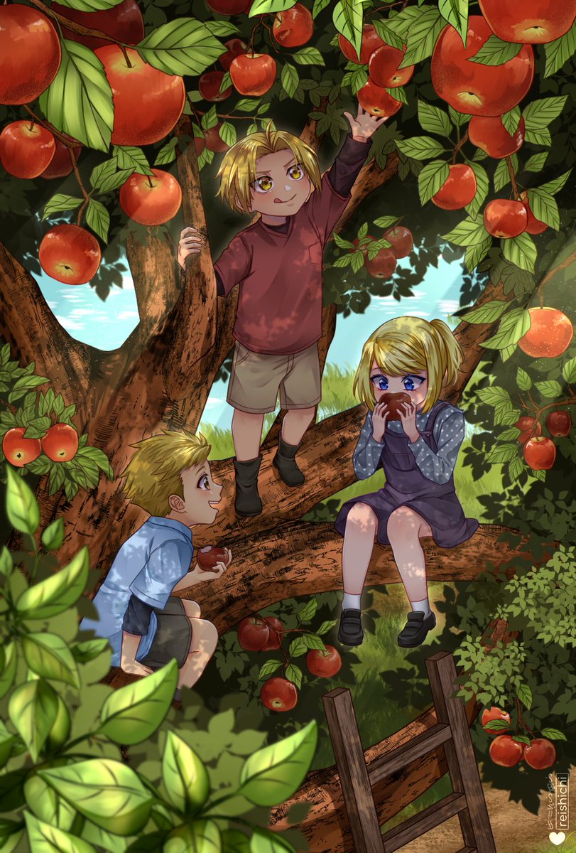 Here's the full illustration I drew for the <a href="/fmatriozine/">Hearth & Home: A Resembool Trio Zine -COMPLETE</a> 💖🍎 Hope you like it as much as I do 🍎