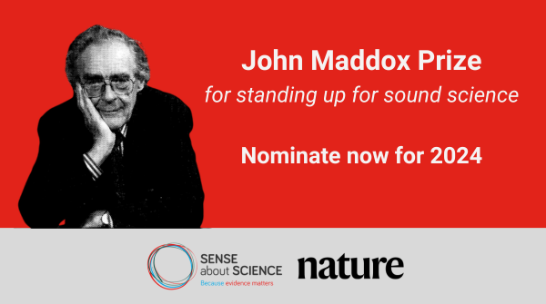 Nominations are open for the 2024 #MaddoxPrize for standing up for science. Nominate someone who has who spoken out for sound science and evidence, and made change happen in public discourse, opinion or policy: nature.com/immersive/madd… @SpringerNature