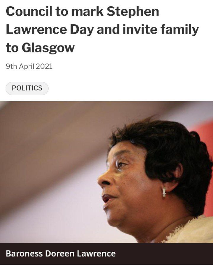 To add to this. The same council that rejected the vigil for Kriss Donald to mark the 20th anniversary of his brutal murder (the first ever racially aggravated murder in Scotland) approved an ANNUAL Stephen Lawrence memorial day. They are anti-white. Simple.