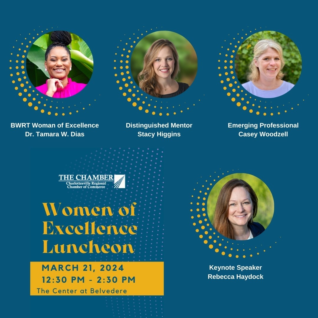 Happy #InternationalWomensDay! We are THRILLED to announce the 2024 Women of Excellence: Dr. Tamara W Dias, Stacy Higgins and Casey Woodzell. Celebrate with us March 21 🔥bit.ly/bwrt32124 @DrTamaraWDias #womenofexcellence #charlottesville #albemarlecountyva