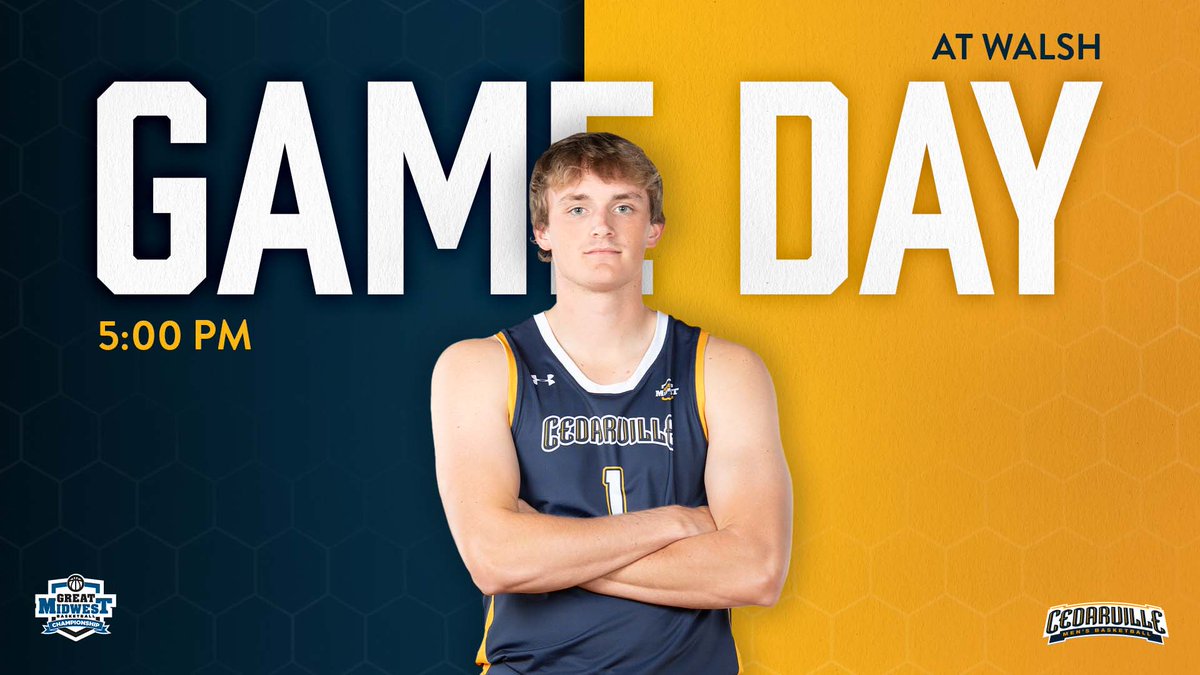 GAME DAY! #3 @CedarvilleMBB at #2 Walsh University Cavaliers in N. Canton, OH! ⏰ 5:00 PM | @GreatMidwestAC Semifinal 📊 LIVE STATS: bit.ly/42ZZSpf 📺 LIVE VIDEO: bit.ly/CUJacketsLive 🎟️ TIX: bit.ly/3TpzsKy 📰 PREVIEW: bit.ly/3Vdn95h 🙏 #ForHim 🏀