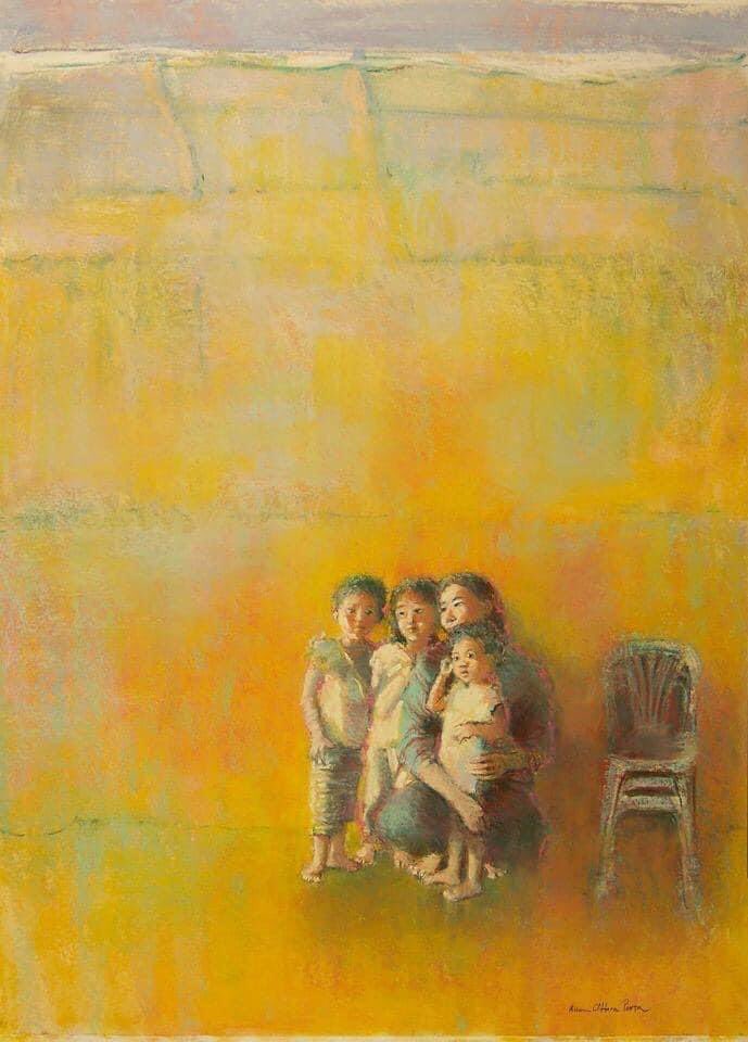 For International Women’s Day, a pastel by Maureen O'Hara Pesta: She painted this after visiting a daycare center in Cambodia, where children of rescued sex slaves stayed while their mothers learned new job skills, in a program run by Somaly Mam. More at MaureenPesta.com.