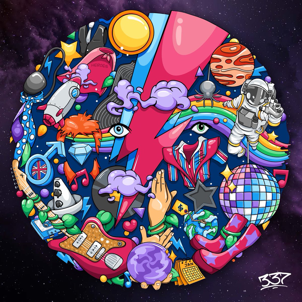 ✨New Art!✨
This #DavidBowie inspired piece is the second in a vinyl slipmat series of music icons, available 🔜 🎵🎶