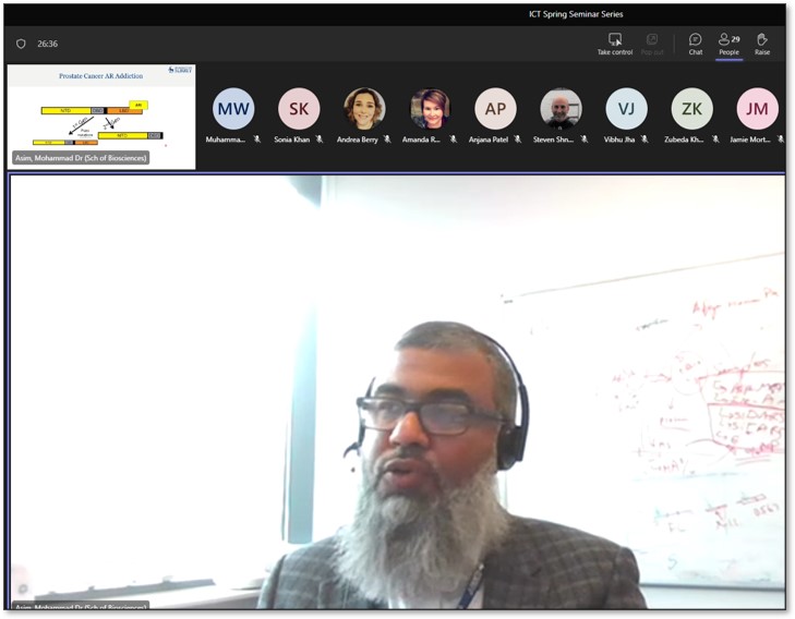 Brilliant talk by Dr Asim from @UniOfSurrey in this weeks ICT Spring Seminars! Truly insightful discussions on the potential of targeting different functional domains of the androgen receptor for treating advanced prostate cancer🔬🧫 #ICTSeminars #prostatecancer