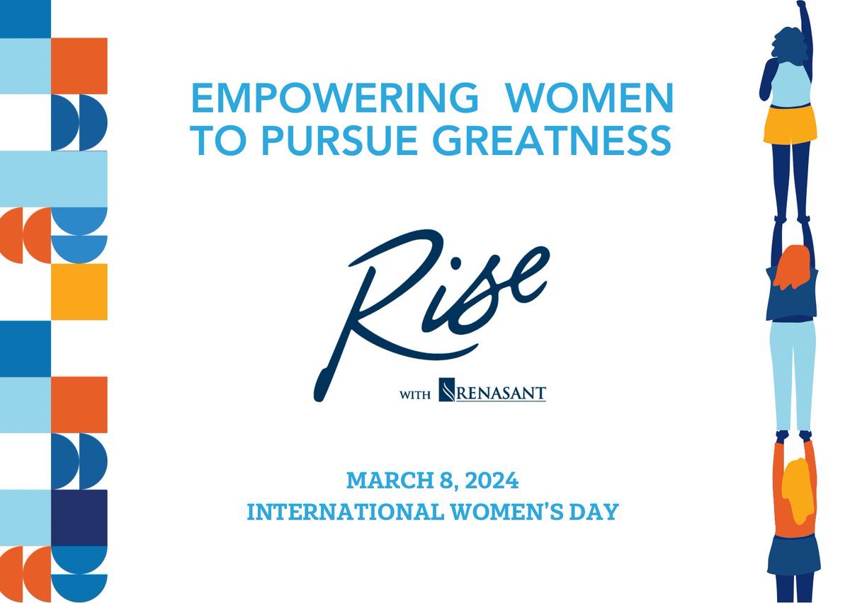 Five years ago today, Renasant launched #RiseWithRenasant on International Women's Day. Renasant is steadfast in the mission to support women in our communities and around the world. Learn more at RiseWithRenasant.com. #InternationalWomensDay