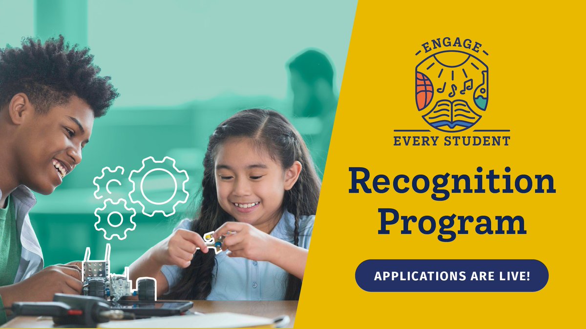 Applications are now live for the first-ever #EngageEveryStudent Recognition Program! Learn more about the program, which recognizes non-profit orgs, LEAs & municipalities working to engage students in high-quality afterschool & summer learning programs. engageeverystudent.org/engage-every-s…