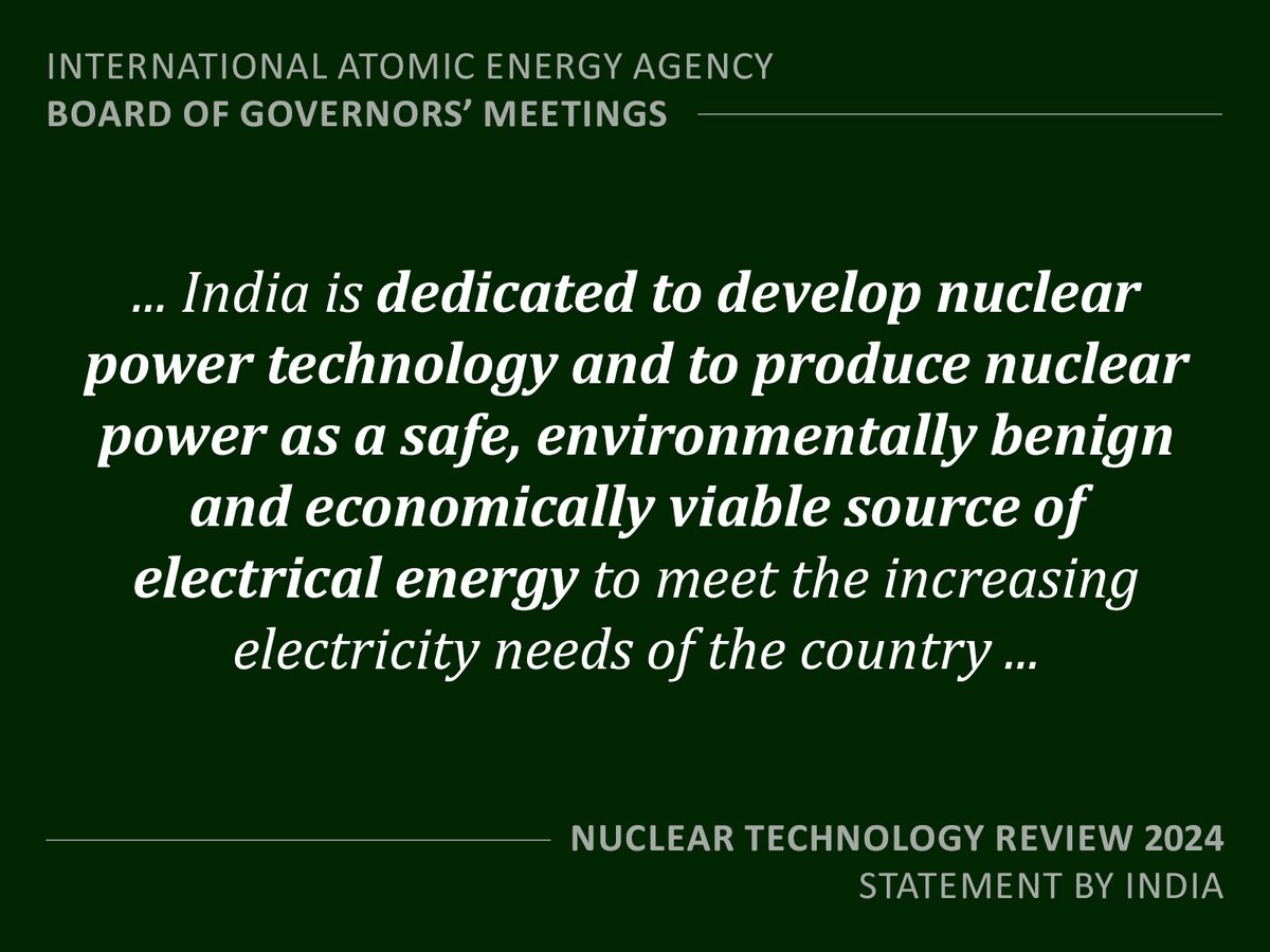 DAEIndia's tweet image. India underscores its unwavering commitment to #NuclearSafety, #NuclearSecurity, and #NuclearTechnology advancement at the IAEA. Counsellor (Atomic Energy and S&amp;amp;T) @IndiainAustria Dr. Pranesh Sengupta delivers key Statements at Board of Governors’ Meeting.

@PMOIndia @MEAIndia