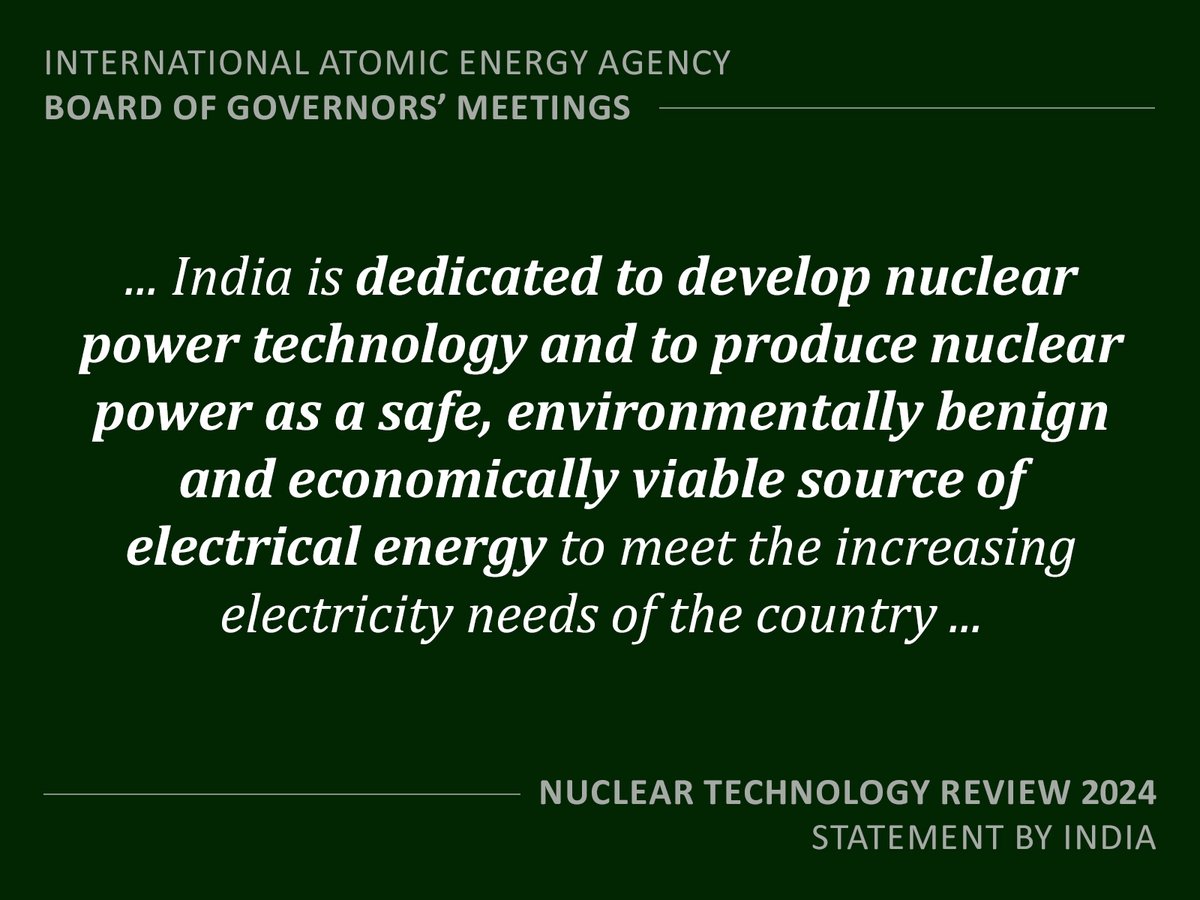 India underscores its unwavering commitment to #NuclearSafety, #NuclearSecurity, and #NuclearTechnology advancement at the IAEA. Counsellor (Atomic Energy and S&T) @IndiainAustria Dr. Pranesh Sengupta delivers key Statements at Board of Governors’ Meeting.

@PMOIndia @MEAIndia