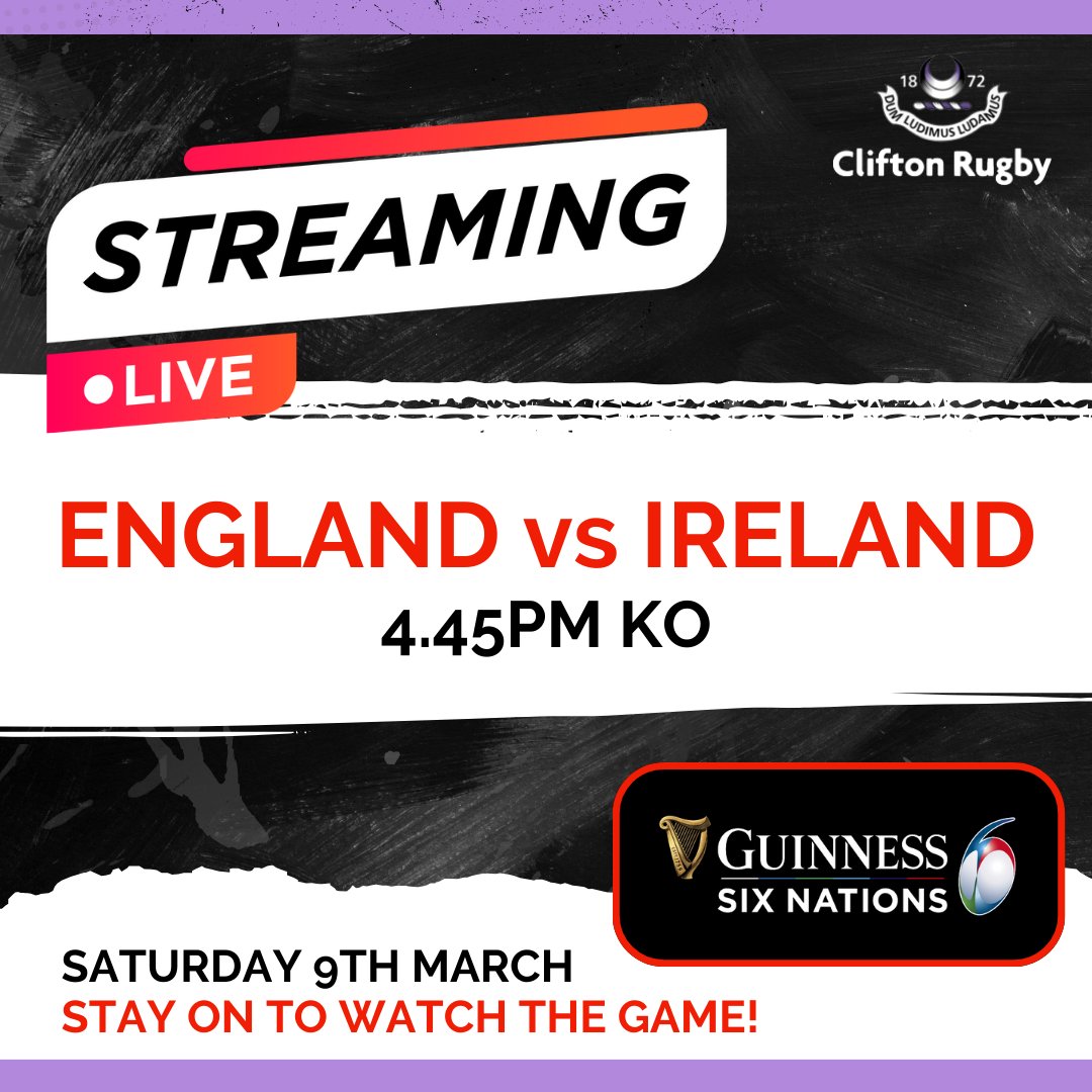 🏉 GAME DAY 🏉

⚫12.30PM - Pre-Match Lunch
🟣 2.30PM KO - Clifton 1XVs vs @OldRedsRFC (H)
⚫ 4.45PM KO - England v. Ireland streaming live at the Club

Thanks again to Stewart Wines for sponsoring the Match Day Lunch & @RiseTechnical for sponsoring today's match. 🙏

#cliftonrfc