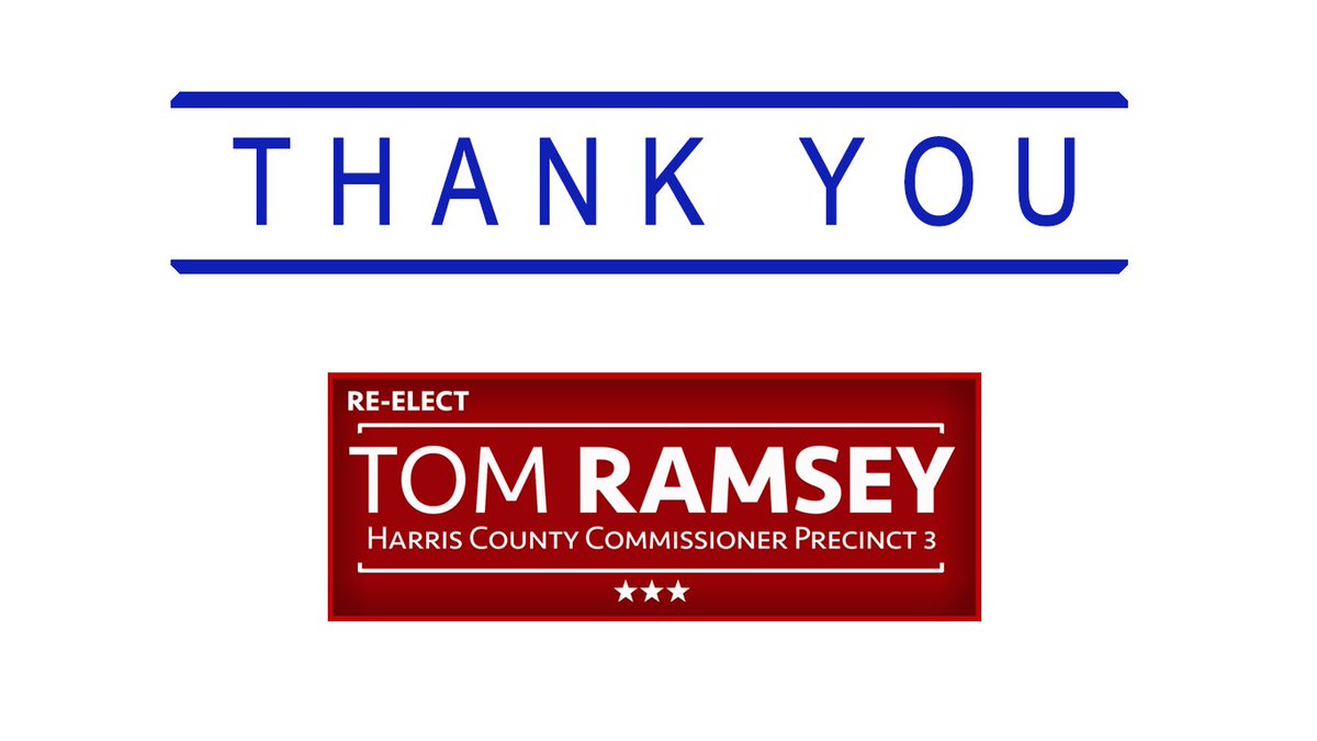 To each of you who took the time and effort to vote - thank you. I don't take your support for granted and am honored to represent you at Commissioners Court.