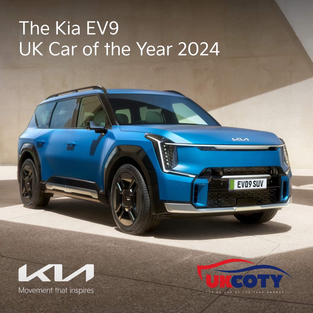 We’re proud to announce that the Kia EV9 has been named ‘UK Car of the Year 2024’. 🏆 Take the lead. Drive electric. #KiaUK #MovementThatInspires #KiaEV9 #EV9