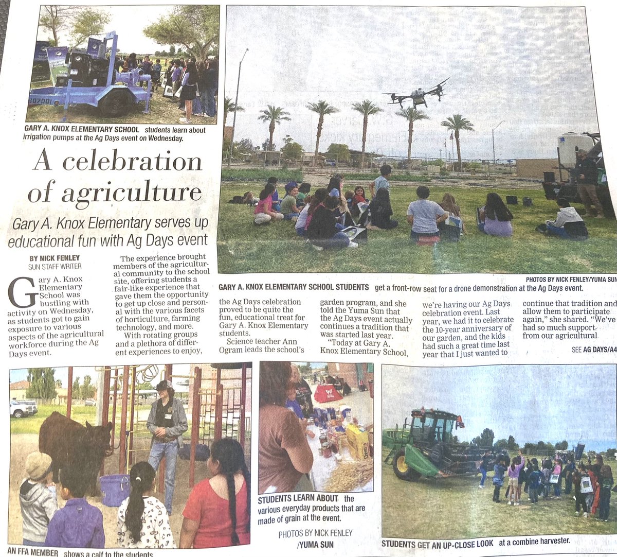 🚜AG DAYS at Gary A. Knox Elementary School was a success for its 2nd year! We thank all of our incredible community partners for making it out to share your expertise and knowledge with our students! Check out today’s @yumasun 🗞️to read more about it! #KnoxRocks #WeAreCrane