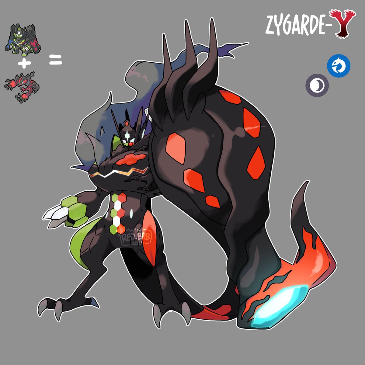 I imagined that if Xerneas and Yveltal were to have a '100%' form, it would be a fusion with Zygarde, or Zygarde would focus solely on one of the two parties, death or life! #Pokemon #PokemonDay #PokemonLegendsZA #fakemon #kalos