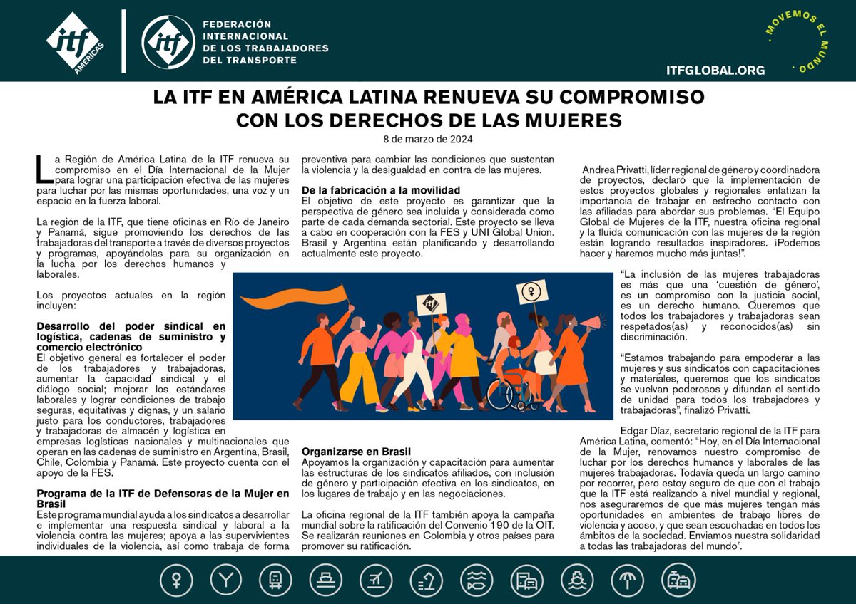 ITF_Americas's tweet photo. 🇪🇸 #DiaInternacionalDeLaMujer - La ITF Americas renueva su compromiso con los derechos de las mujeres

🇧🇷 No #DiaInternacionalDaMulher - A ITF Americas renova seu compromisso com os direitos das mulheres

#SomosITF #MovemosElMundo #MovemosOMundo https://t.co/8of4raqCfT