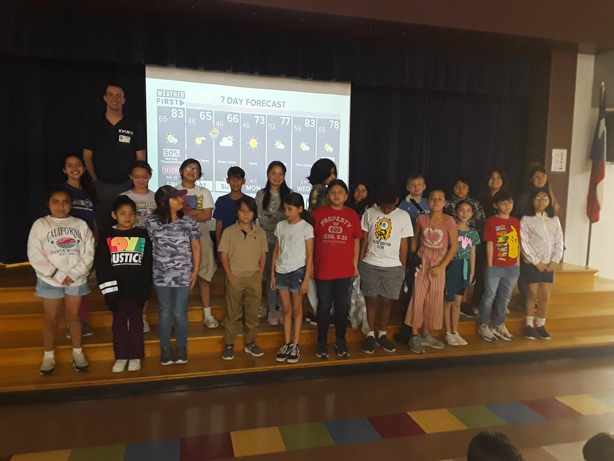 Today, Hunter Williams from KVUE came to talk about weather to the 4th and 5th graders at Bluebonnet Elementary.  #bbproud