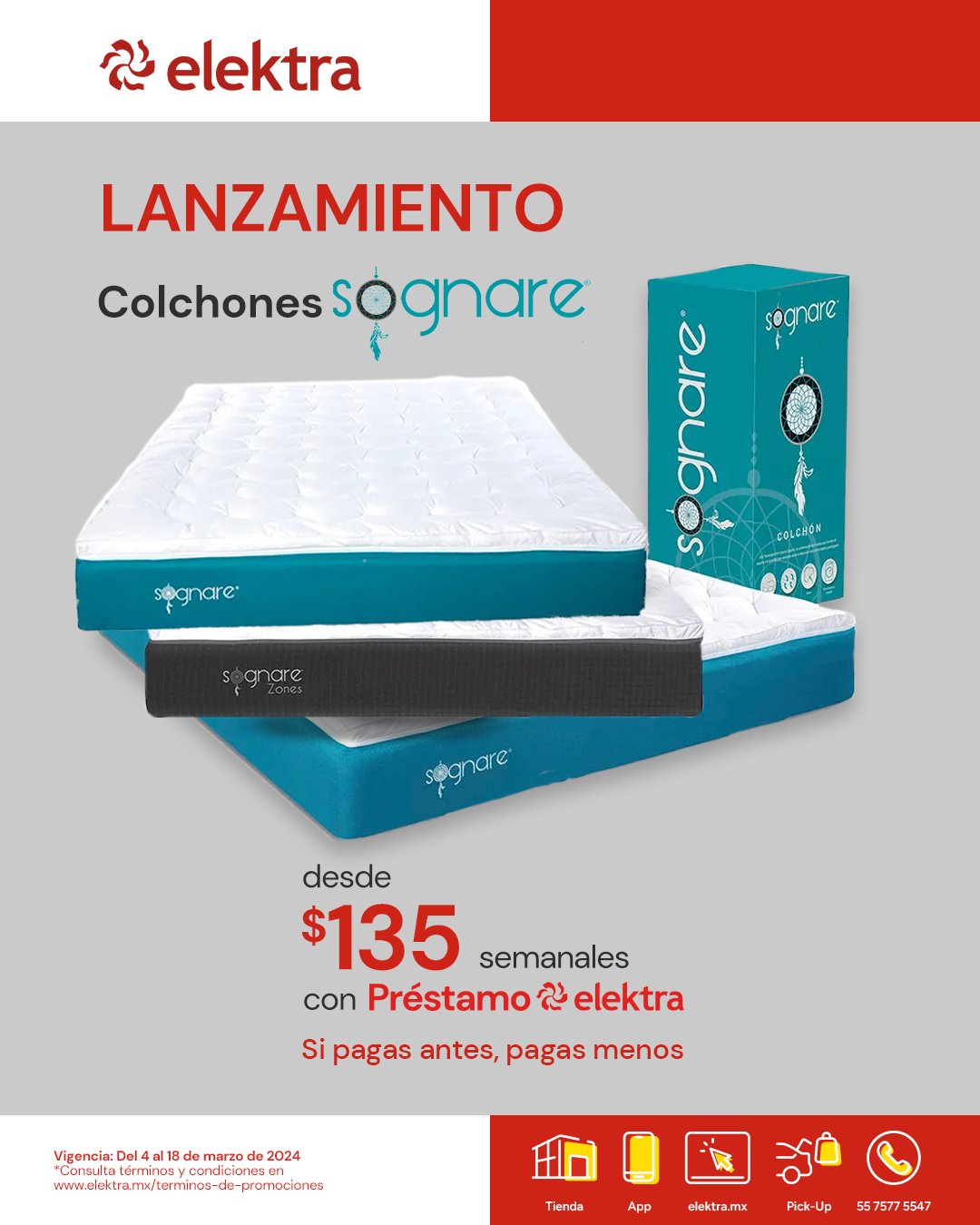 Elektra Mexico on X No querras salir de la cama nunca mas con el colchon Sognare. Estrena al mejor precio con Prestamo Elektra ya disponible en kioscos en