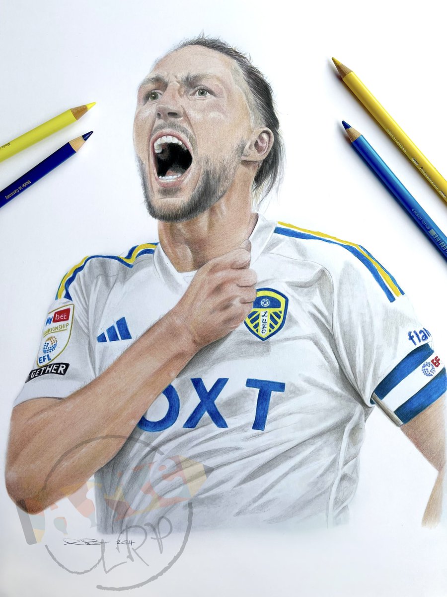 When @lukeayling_8 announced he was joining Middlesborough, my client asked for a portrait drawing of Luke - we wanted something that showed his personality & passion for #LUFC - and i think we got the perfect combination of both! Drawing done on A3 using colour pencil ✏️