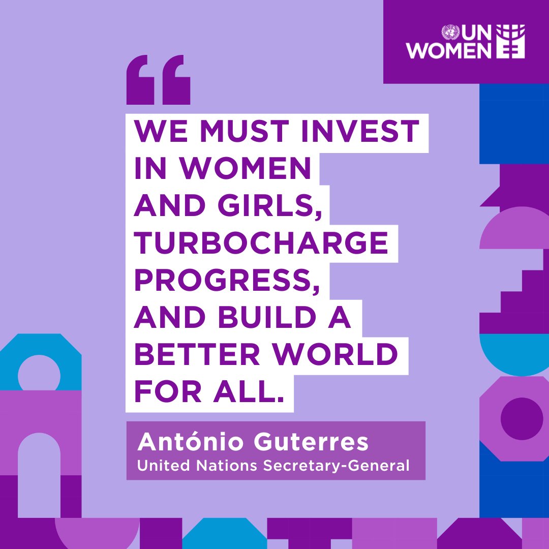 Three priority areas to #InvestInWomen: 1. Increase the availability of affordable, long-term finance for sustainable development 2. Governments to prioritise equality for women and girls 3. Increase women in leadership positions - @antonioguterres on #IWD2024
