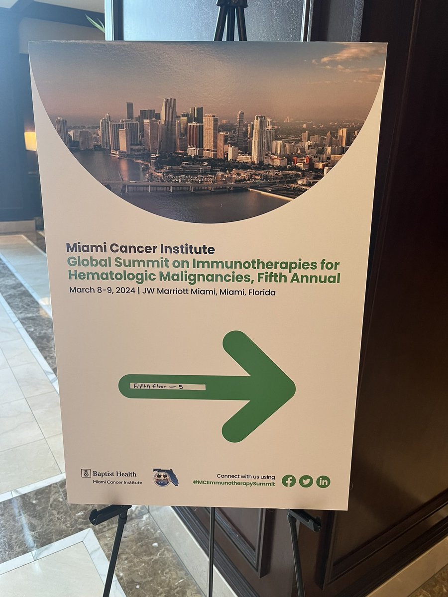 Happy to be at Miami Cancer Institute immunotherapy in Heme malignancies meeting. Terrific meeting . We now have much to discuss when talking about immunotherapy in MPNs (and much to prove) @MiamiCancerInst #mpnsm @MSKCancerCenter