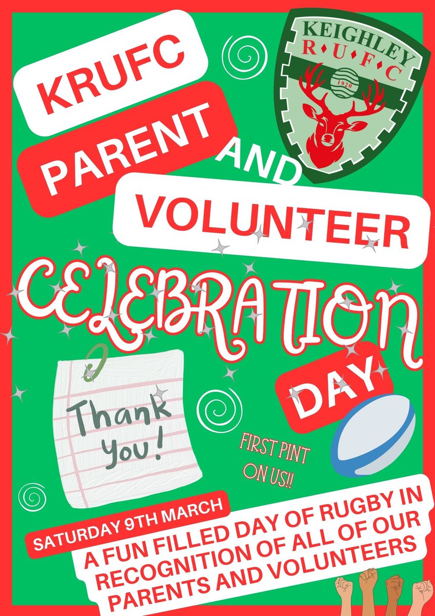 Over 100 parents and volunteers from the junior section expected at tomorrow’s celebration event at @KeighleyRUFC!! How good is that! Should be a great day with three senior men’s teams at home and the @EnglandRugby game on the big screen. #celebratevolunteers