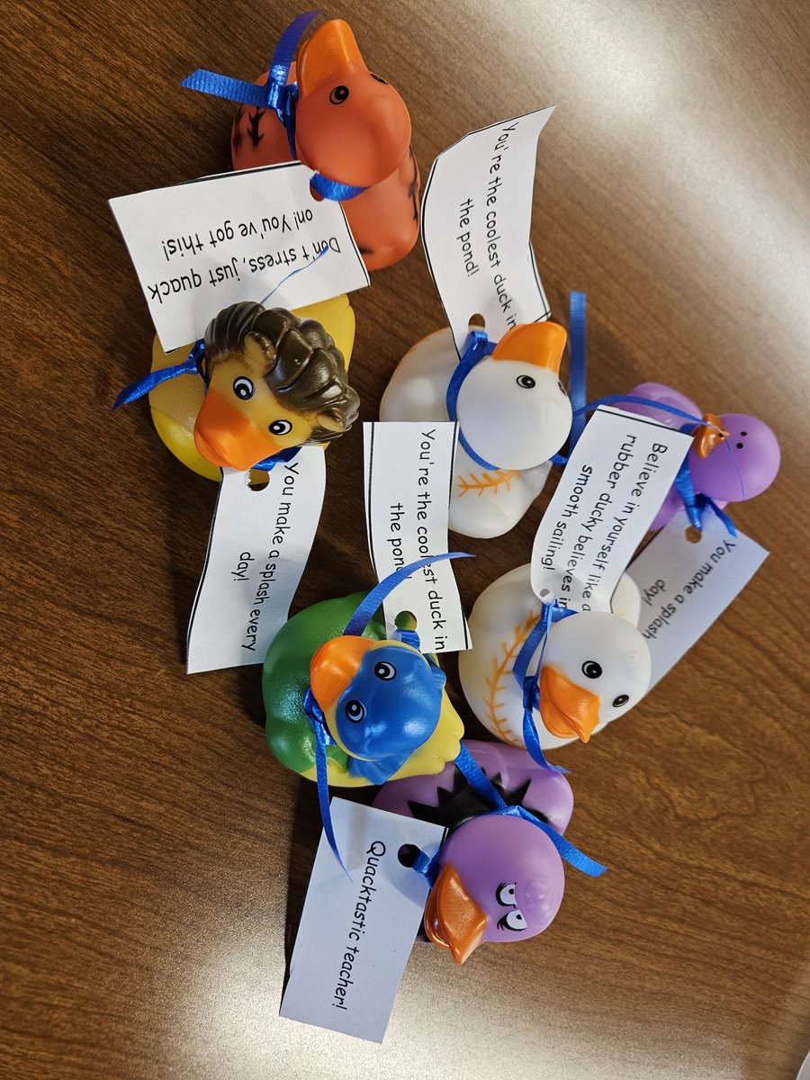 IAR testing began @WestZD6 yesterday. Staff members each received a rubber duck with a thank you for 'keeping us afloat' and being 'quacktastic teachers' @JedwardsJoseph @amccarthy1020 @SesameDuckie