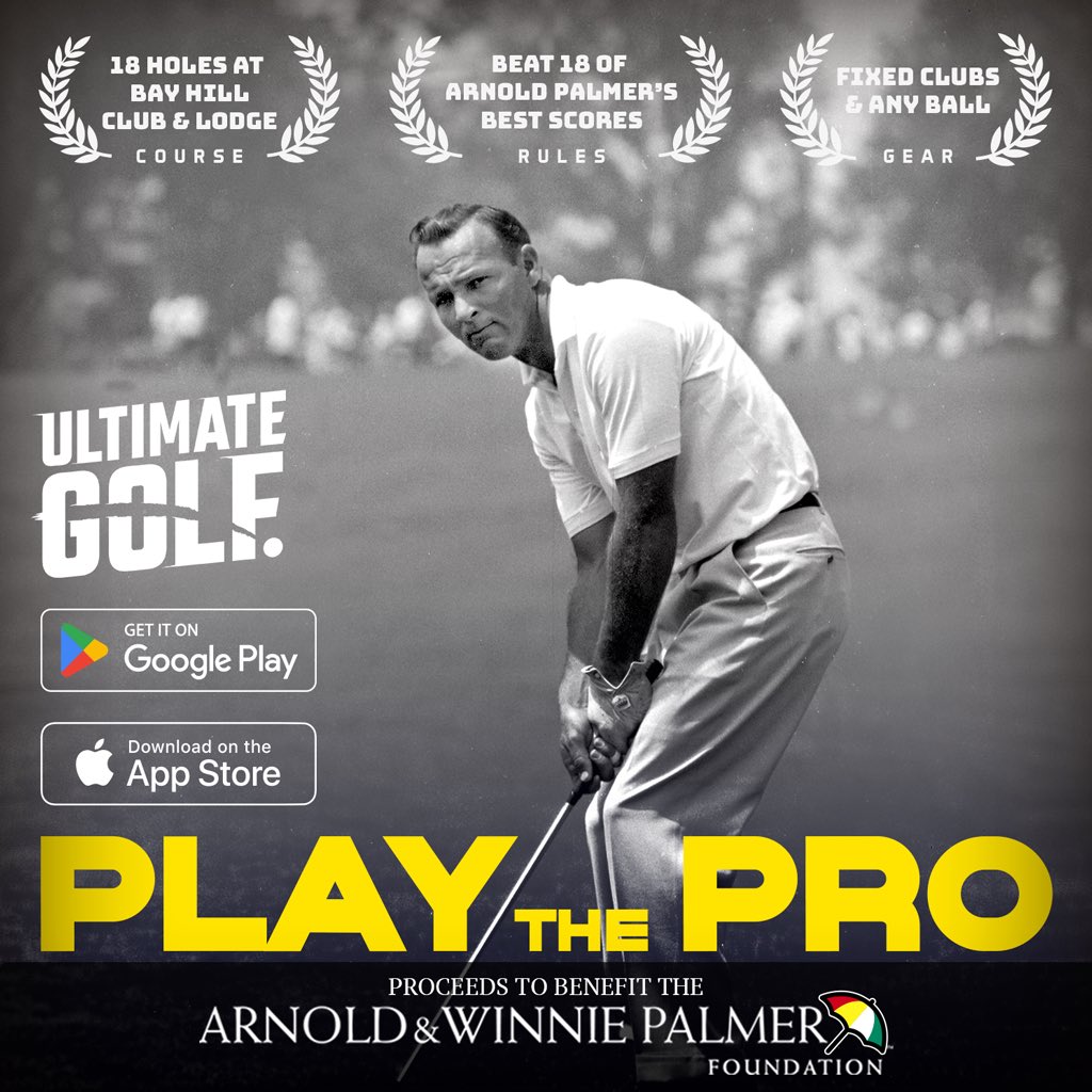 This week, play against Mr. Palmer’s historic rounds from the comfort of your own phone, by downloading Ultimate Golf and entering a variety of Boss Battles and Play the Pro tournaments. Use code PALMER24 to unlock bonus golf gear to get you started! #ArnoldPalmer | #BayHill