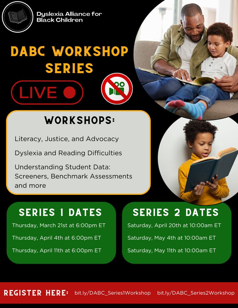 We are excited to invite you to participate in our upcoming live DABC series of family workshops! Please note that these are live sessions and recordings will not be available to registrants and attendees. Series 1: bit.ly/DABC_Series1Wo… Series 2: bit.ly/DABC_Series2Wo…