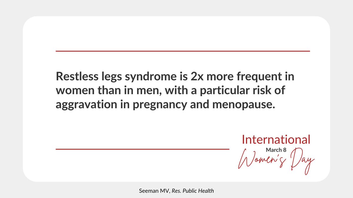 Why are there higher cases of RLS in women than men? Iron and estrogen differences in women may influence dopamine and glutamate transmission. #InspireInclusion mdpi.com/1660-4601/17/1…