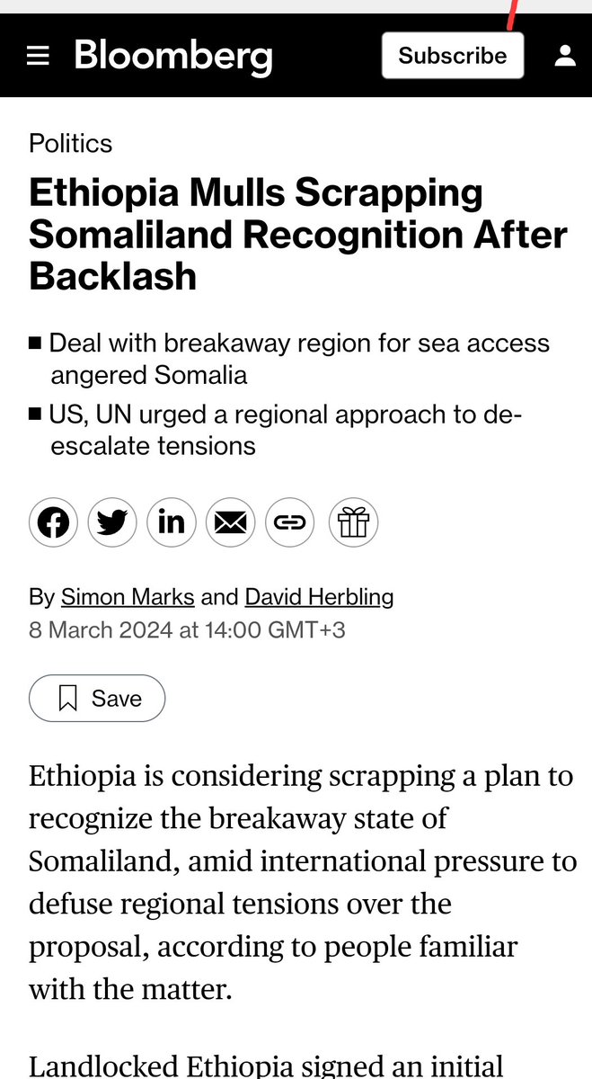 Gafdiid7's tweet photo. Ethiopia plan to abandon its agenda to recognize the separatist administration of Somaliland, due to 
somalis fierce resistance and 
under international pressure aimed at calming the regional crisis caused by the initiative, according to the below sources https://t.co/CZ9xx0txFC