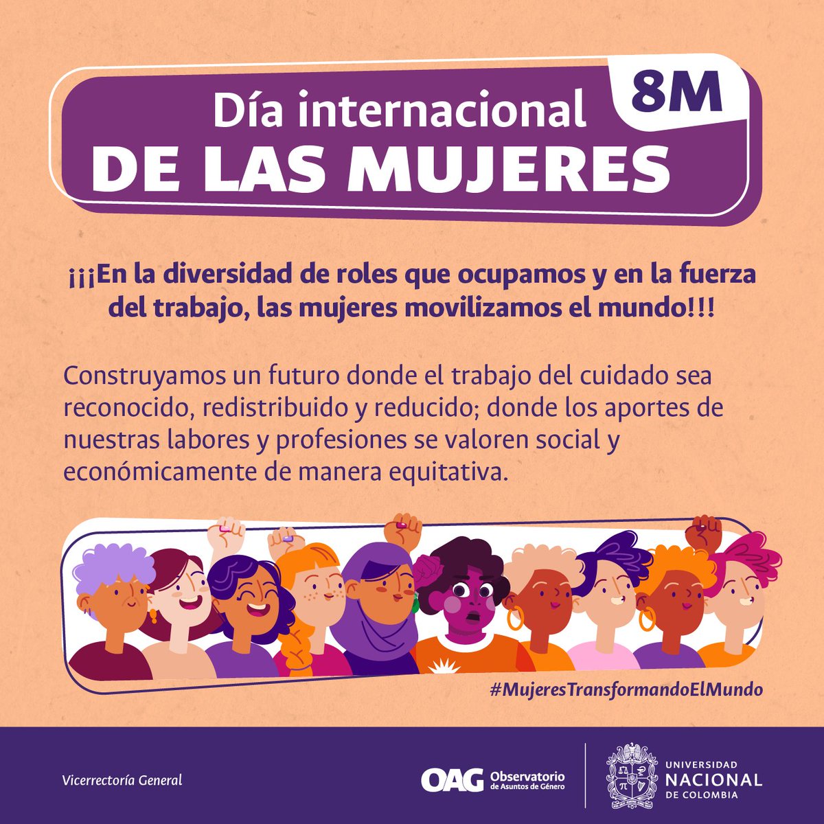 OAG_UNAL's tweet photo. #SomosAsuntosdeGenero ✊💜💚 En este #8M nos unimos en un llamado a la acción y la transformación ¡Es momento de movilizarnos y de alzar nuestras voces por una sociedad del reconocimiento y la garantía de derechos para las mujeres! 🗣️💜💚 #MujeresTransformandoElMundo #SomosUNAL https://t.co/985KYJ8TcR