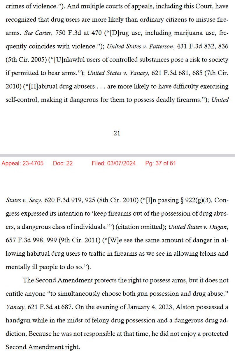 gunpolicy's tweet photo. Four hours before Biden posted this, his DOJ argued in court that marijuana users have no Second Amendment rights because they "are more likely than ordinary citizens to misuse firearms" and that they're similar to "dangerous lunatics": https://t.co/8Qib3PiB6f https://t.co/RtEAbVdIRL