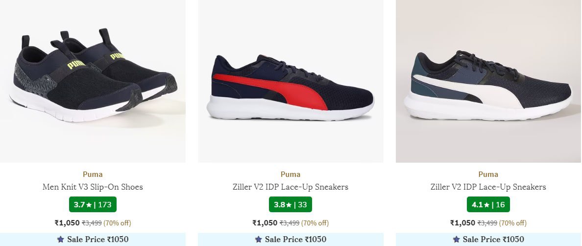 AJIO : Puma Shoes Starts ₹1,050

Men : ajio.com/men-sneakers/c…

Women : ajio.com/search/?query=…