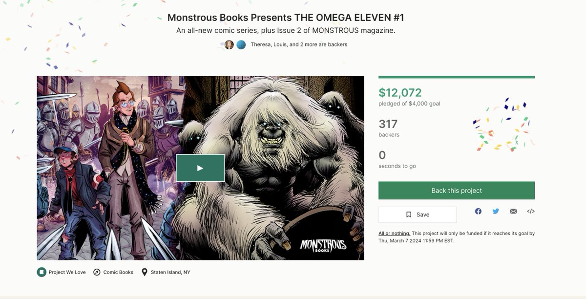 My 6th Kickstarter is in the books! We had a strong finish and topped 300 backers. Thanks to everyone who backed it, spread the word or silently cheered us on. A big thanks to my OMEGA ELEVEN co-creator Zac Atkinson for working so hard on this, and to all our amazing contributors