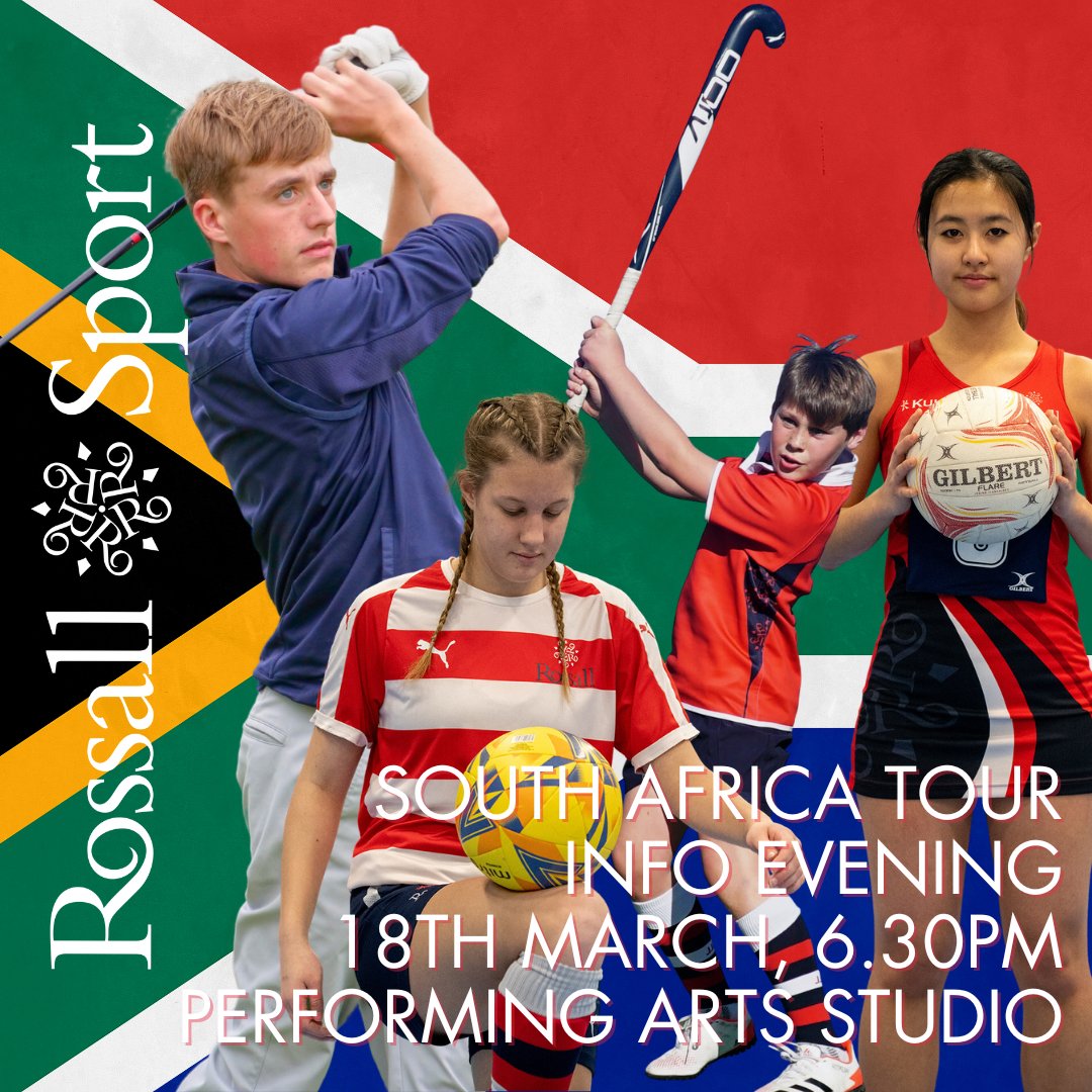 We are delighted to share that our Sports Department is organising a tour to South Africa. Join us for an information evening on Monday, 18th March at 6.30pm in PAS, where you will receive further details and have the opportunity to ask any questions you may have.