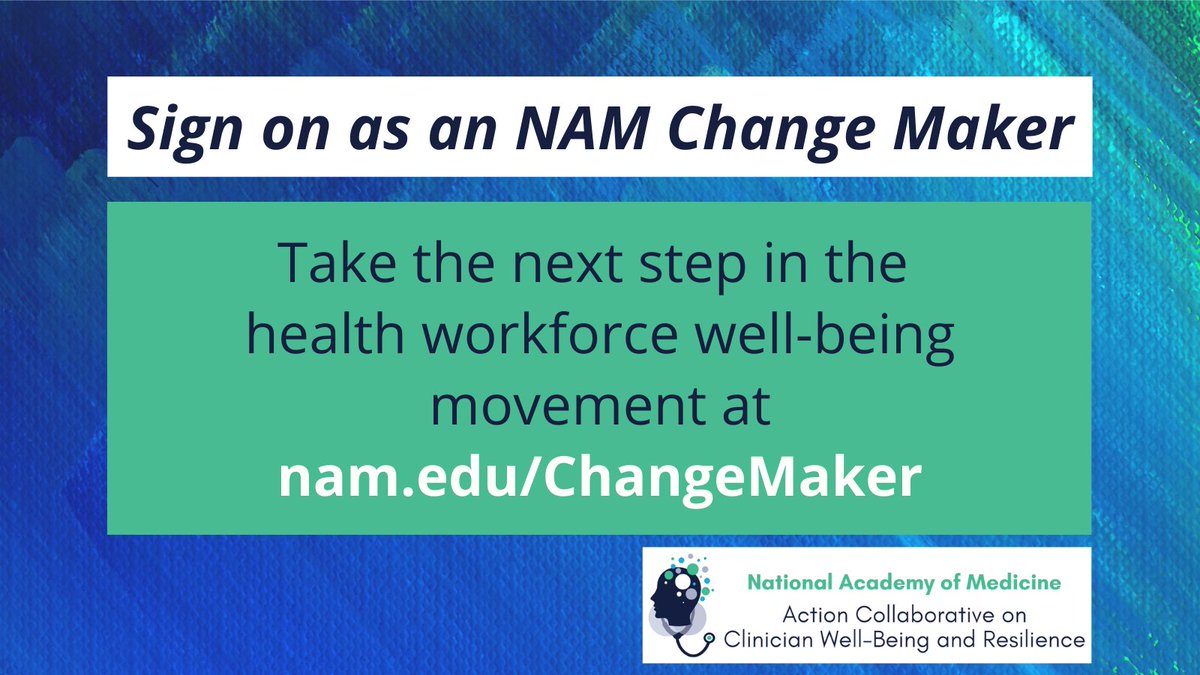 We are proud to join @theNAMedicine Change Maker Campaign alongside hundreds of others committed to this important health workforce well-being movement. You can sign up to become a Change Maker today too: nam.edu/ChangeMaker #HealthWorkerWellBeing