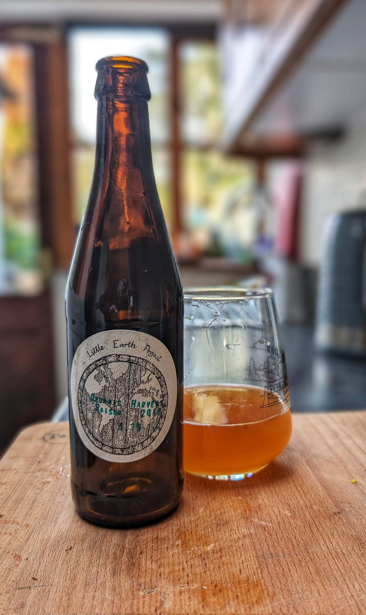 First birthday beer, organic harvest saison 2018 from @LittleEarthBeer . Tasting amazing