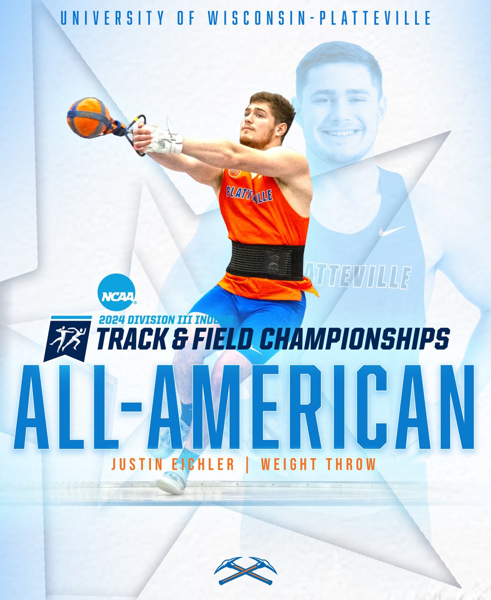 🚨ALL-AMERICAN ALERT!🚨 Congrats to Justin Eichler of @UWPlattTrackXC who finished 4th in the Weight Throw at the @NCAADIII Indoor T&F Championships! 📈19.90 (65-3 ½) #SwingTheAxe #uwp #uwplatteville #platteville #wiac