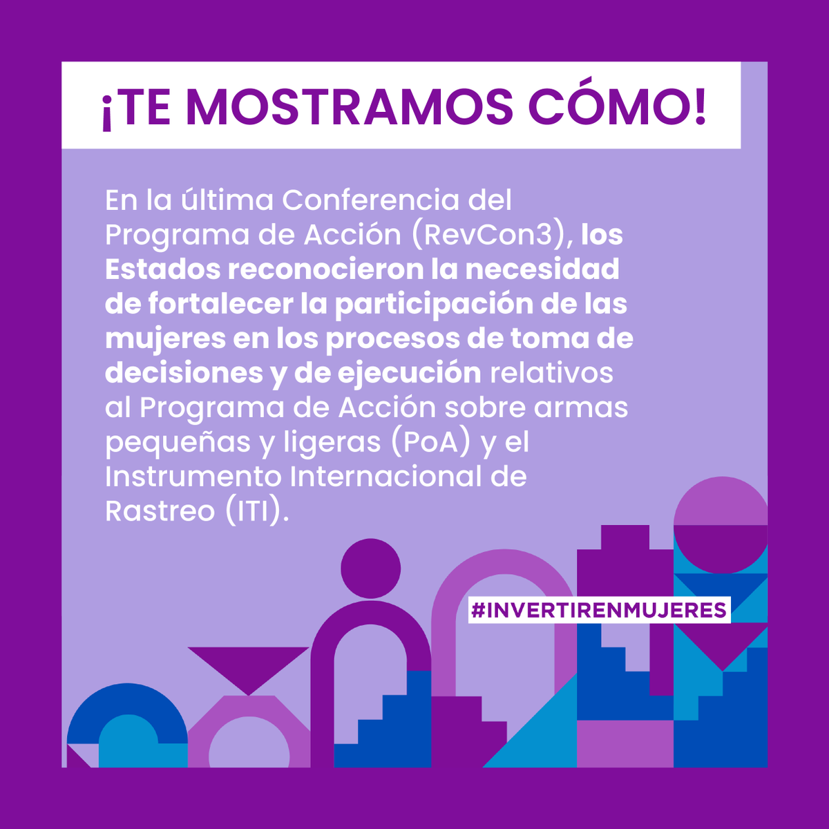 UNLIREC's tweet photo. Hoy 8 de marzo, Día Internacional de la Mujer, aprovechamos esta oportunidad para resaltar la importancia de #InvertirEnMujeres en el desarme y para mejorar su participación en las decisiones relacionadas con la paz y la seguridad. https://t.co/RsmGyqHQhS