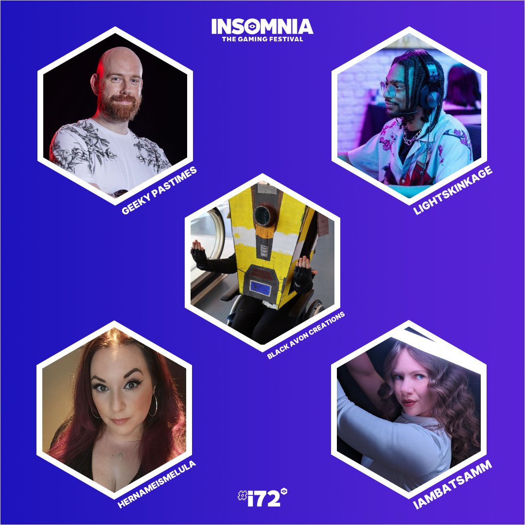 IGFestUK's tweet photo. Insomnia72 is creator-central this Easter! 🤩⁠

⭐️ @geekypastimes
⭐️ @lightskinkage1
⭐️ #Blackavoncreations
⭐️ @HerNameIsMelula
⭐️ @iambatsamm
⁠
Tag one creator you think EVERYONE should meet this March. 📸⁠
⁠
#i72 https://t.co/EGnkEXJSG9