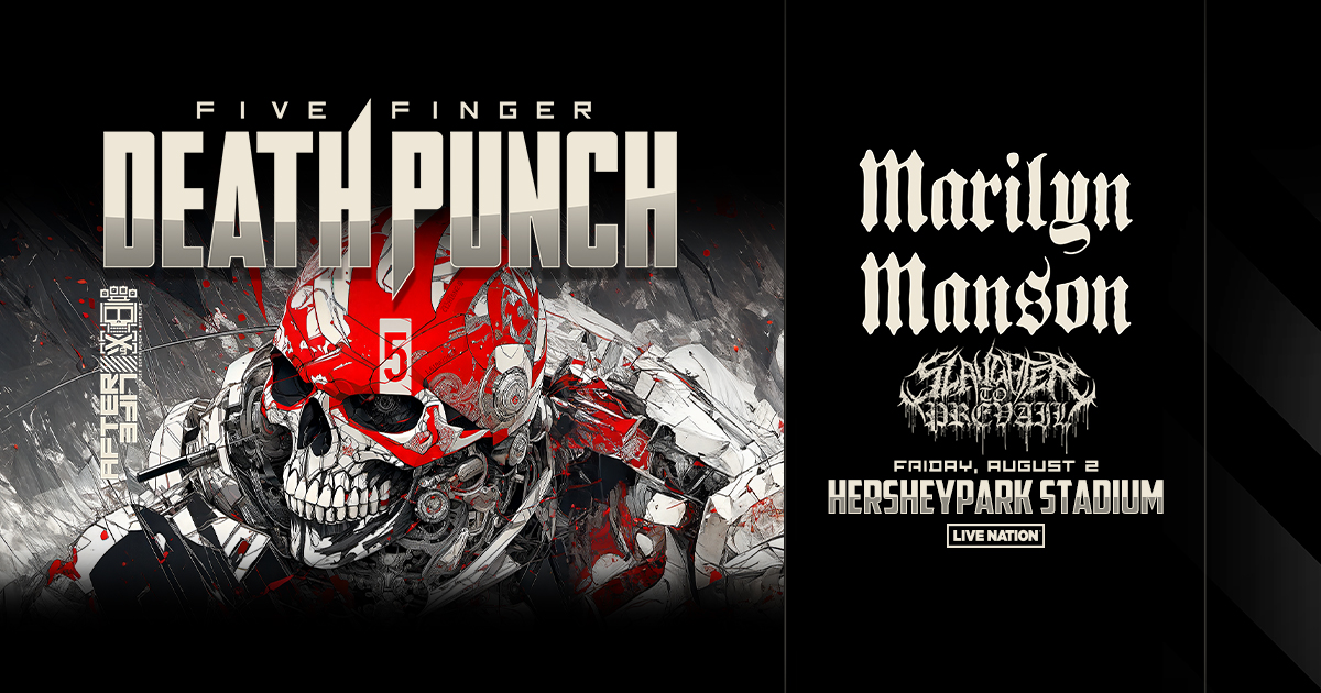 Summer concert announcement: @FFDP is coming to #HersheyparkStadium on August 2 with @marilynmanson and @STPmetal as part of the Highmark Blue Shield Concert Series! 💥 Tickets go on sale March 15 at 10 AM. bit.ly/4c11CTz