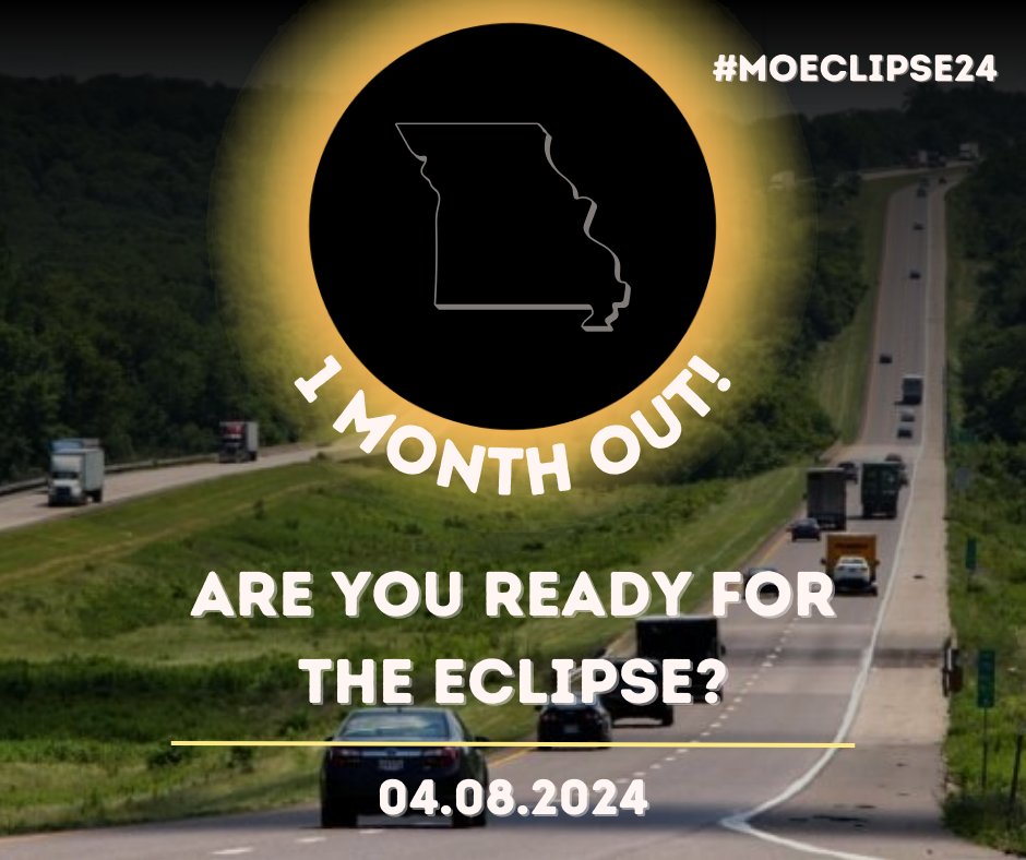 Today marks 1 month away from the total solar eclipse! Remember to travel with caution if you’re out and about on the big day. Read up on safety tips by visiting visitmo.com/in-the-spotlig…